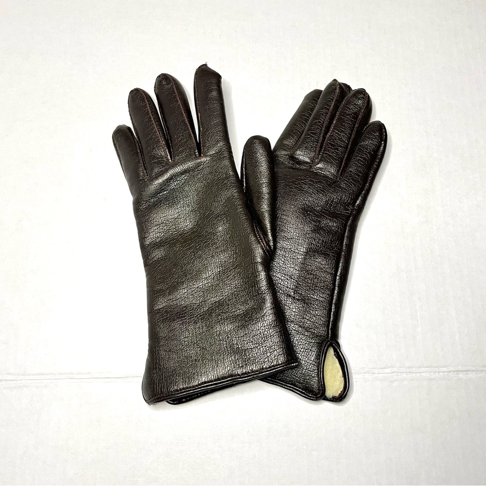 Lady’s Brown Leather Shearling Lined Gloves